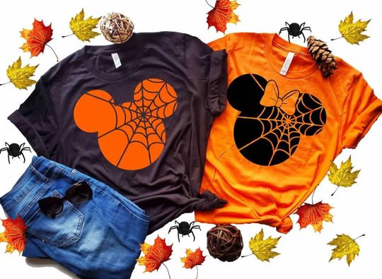 Disney Halloween T-shirt, Mickey And Mini Mouse Shirt, Loose Fit Cotton Tee, Kids Halloween T-Shirt