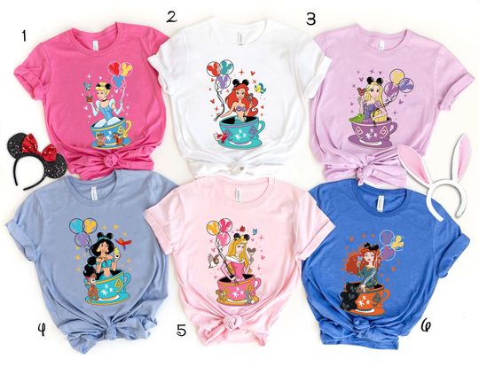 Disney Princess Shirt, Disney Balloon Shirt, Princess Shirt, Disney Teacup Shirt, Princess Character Shirt