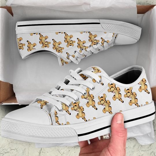 Baby Tigger Tige Orange Black and White Pattern Disney Cartoon Low Top Sneakers