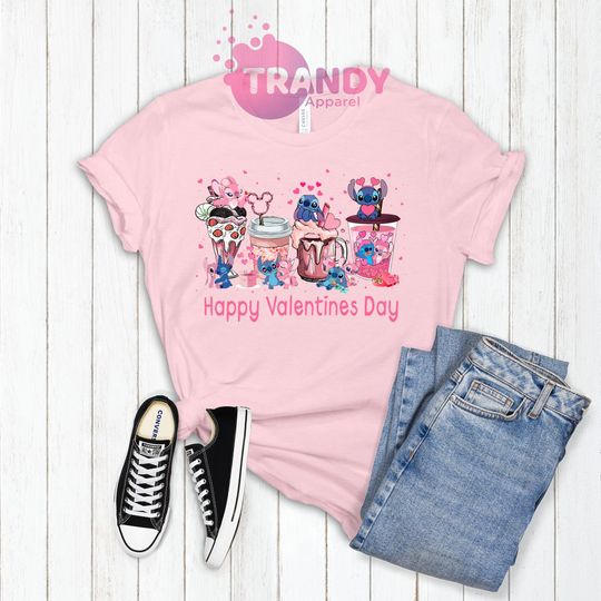 Stitch Valentines Day Shirt, Disney Stitch Shirt, Angel And Stitch Love