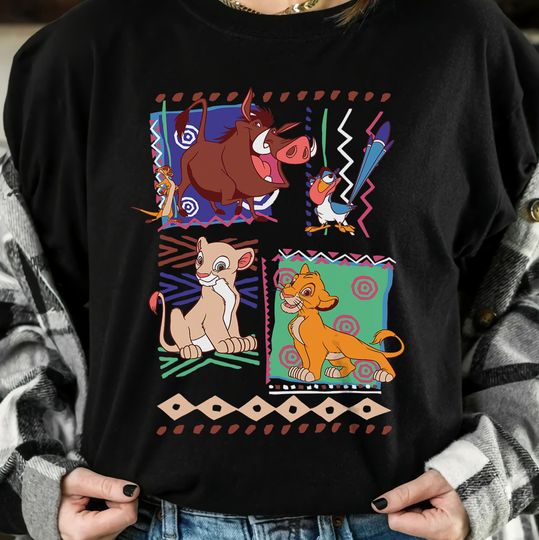 Retro 90s Disney Lion King Simba And Timon Graphic Shirt