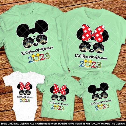 Discover Disney 100 Years of Wonder Mickey and Minnie Family Vacation Shirt, 2023 Matching Disney Shirt