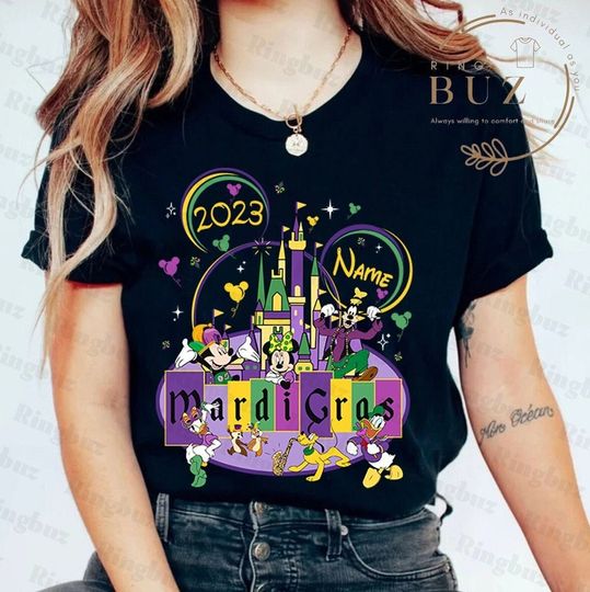 Personalized Disney Mardi Gras 2023 Shirt, Mickey And Friends Fat Tuesday Matching Tee