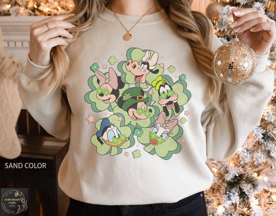 Retro Disney Shamrocks Saint Patricks Day Sweatshirt, St Patricks Day Mouse & Friends Sweatshirt