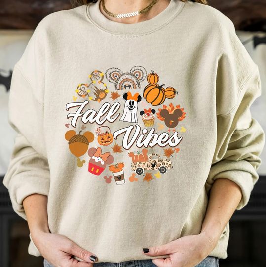 Disney Fall Vibes Sweatshirt, Disney Fall Sweatshirt, Cute Thanksgiving Sweatshirt