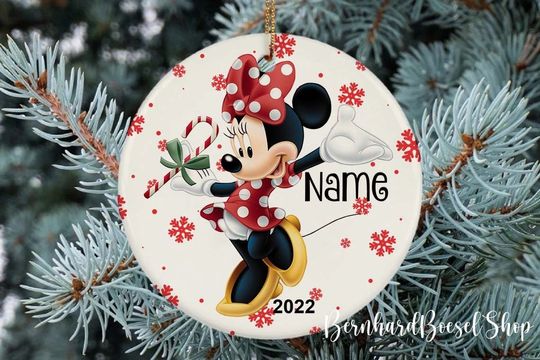 Personalized Minnie Mouse Ornament, Disney Christmas Ornament