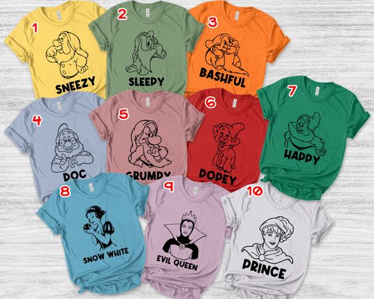 Seven Dwarfs Shirts, Seven Dwarfs, Disney Group Shirts, Disney Family