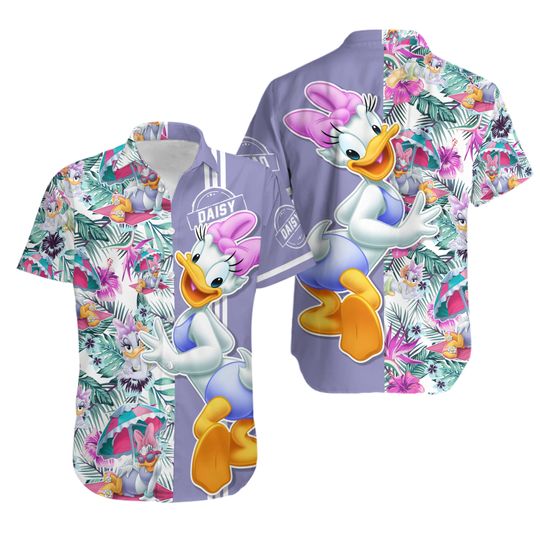 Disney Daisy Duck Shirt, Disney Duck Hawaiian Shirt, Disneyland Summer Shirt, Disney Aloha Button Up Shirt