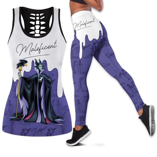 Maleficent Disney Hollow Tanktop Legging Outfit Set