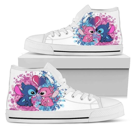 Stitch and Angle High Top Sneakers, Lilo and Stitch Disney Movie Shoes