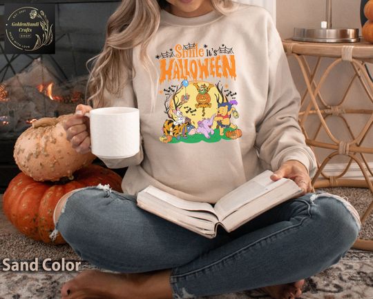 Pooh and Friends Halloween Sweatshirt, Disney Halloween Sweatshirt, Winnie The Pooh Sweatshirt, Smile Its Halloween Sweatshirt, Disney Pooh Sweatshirt