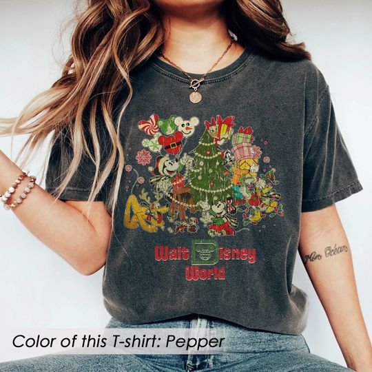 Comfort Colors Retro Mickey and Friends Christmas Tree Shirt, Mickeys Merry Xmas , Christmas Disneyworld Family, Disneyland Christmas Gift