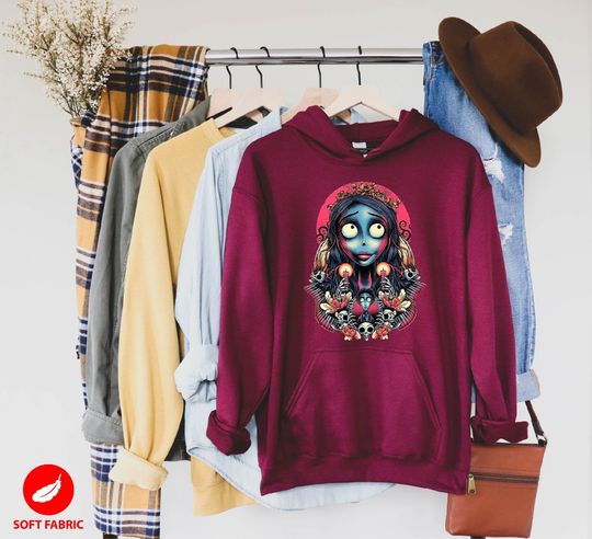 CORPSE BRIDE HOODIE, Tim Burton Movie Character Hoodie, Corpse Bride Halloween Hoodie, Couple Halloween Hoodies, Disney Halloween Hoodie