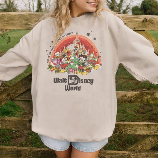 Vintage Disney Christmas Sweatshirt Sweatshirt, Mickey and Friends Sweatshirt