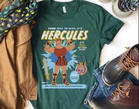 Vintage Disney Hercules Action Figure Poster Shirt