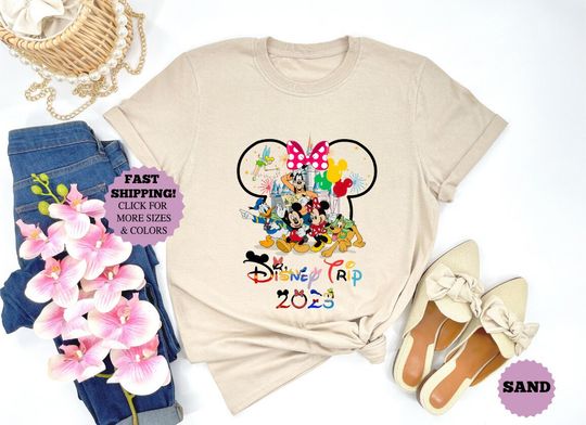 2023 Disney Trip T-Shirt, Disneyland Disneyworld Trip Shirt, Minnie Mickey Matching Family Disney Trip Tees