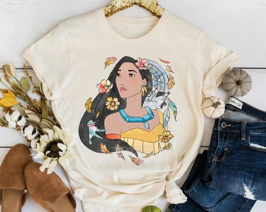 Discover Disney Pocahontas Dreamcatcher Watercolor Graphic T-Shirt