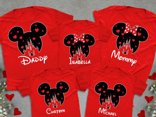 Personalized Disney Valentine's Day Family Shirts, Disneyland Valentines Day Shirts