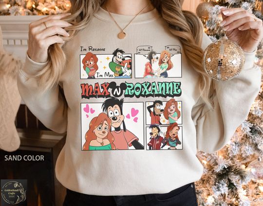 Max and Roxanne Valentine Sweatshirt, Disney A Goofy Movie Couple Sweatshirt