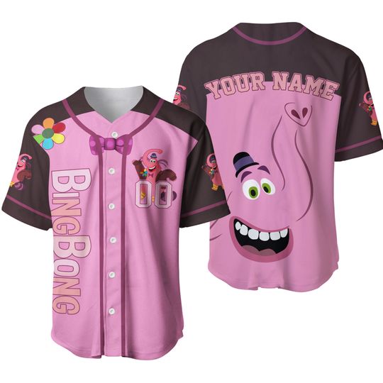 Custom Inside Out BingBong Pink Cosplay Jersey, Disney Baseball Jersey Sports