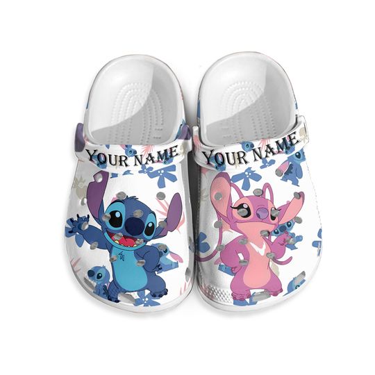 Custom Stitch And Angel Shoes, Disney Stitch Clogs