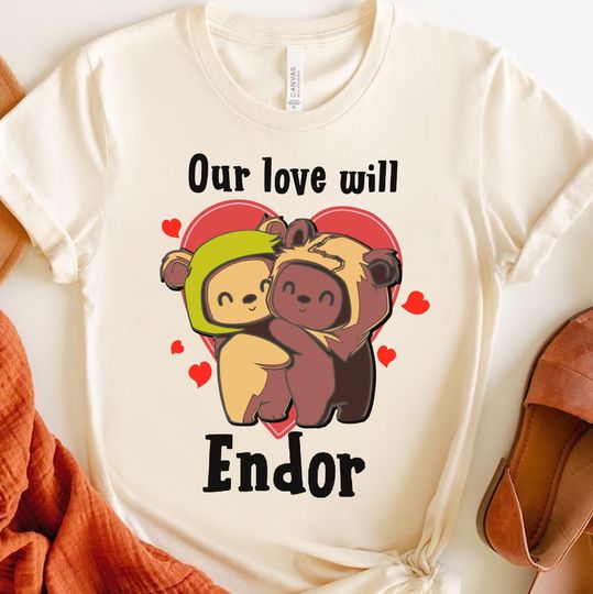 Cute Star Wars Ewok Love Will Endor T-shirt, Disney Happy Valentines Day Couples Matching 2023 T-Shirt