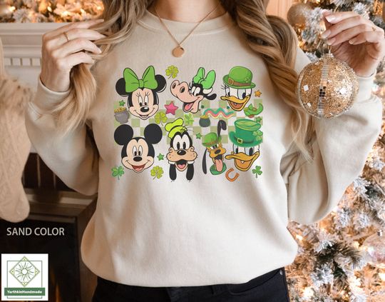 Retro Disney St Patricks Day Sweatshirt, Mickey and Friends Lucky