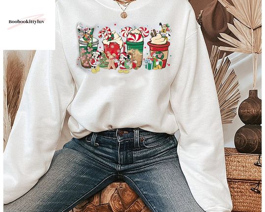 Vintage Disney Characters Coffee Christmas Sweatshirt