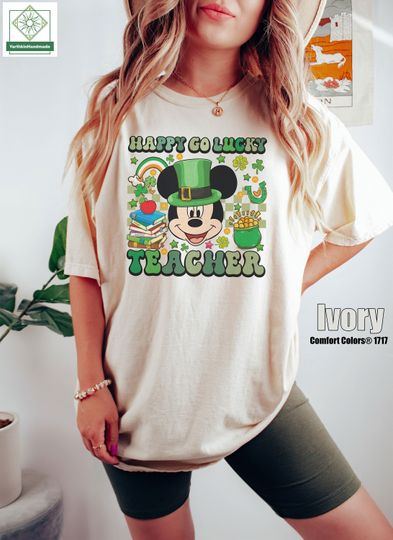 Retro Disney Teacher St Patricks Day Shirt, Happy Go Lucky Shirt