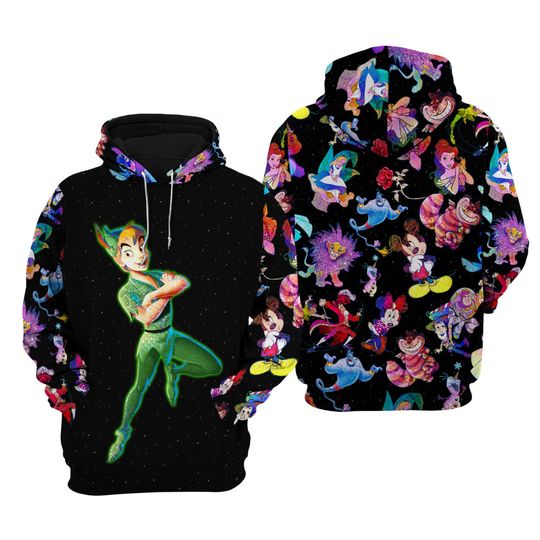 Peter Pan Galaxy Night Sky Patterns Hoodie | Disney 3D Hoodie