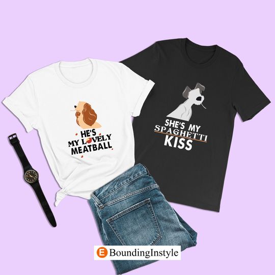 Lady and The Tramp Couple Shirt, He's My Lovely Meatball,  Disneyland Soulmates Matching T-Shirts