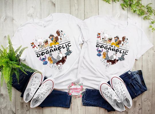 Disney Dogaholic T-Shirt, Disney 101 Dalmatians Dogs, Tramp shirt Lady Dog Mom Who Loves Disney Pluto Dog