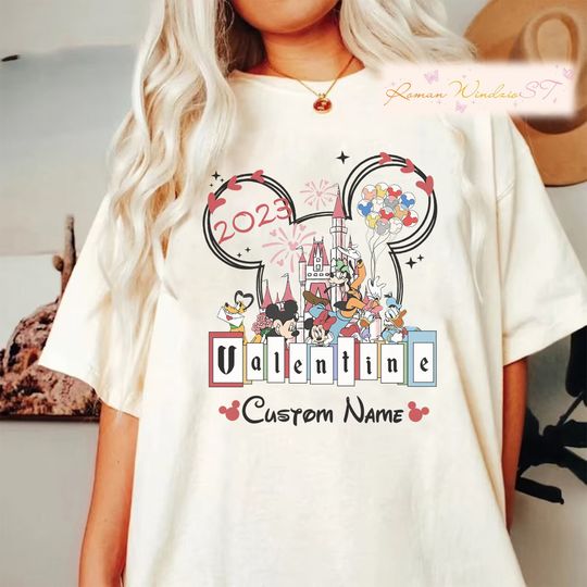 Disney Comfort Colors Shirt, Custom Name Disneyland Valentine 2023