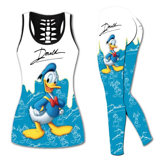 Discover Disney Donald Duck Women Cutout Tank Top Leggings Yoga Set