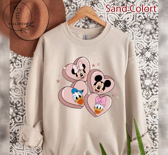 Disney Heart Valentines Shirt, Mickey and Friends Shirt, Disney Couple Sweatshirt