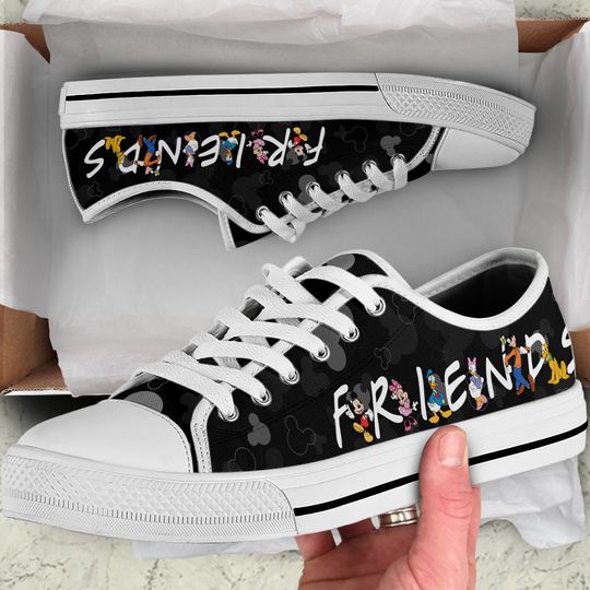 Mickey & F.R.I.E.N.D.S Black Pattern Disney Cartoon Low Top Sneakers