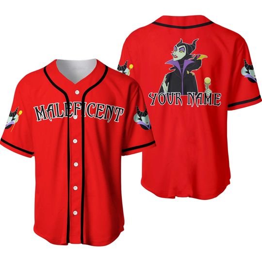 Villain Maleficent Black Red | Disney Custom Baseball Jersey