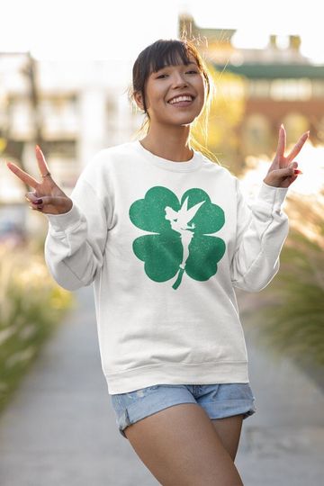 Disney Tinker Bell Green Shamrock St. Patrick's Day Sweatshirt