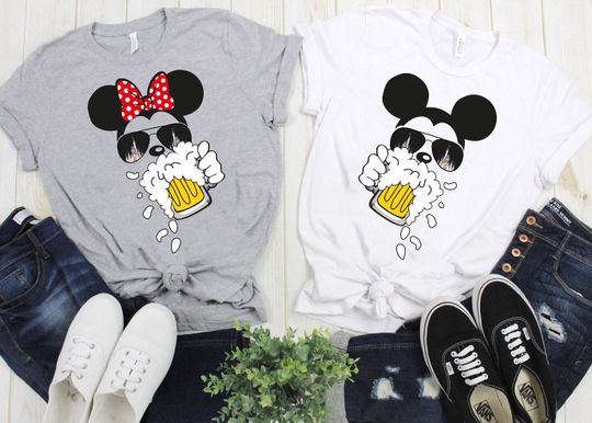 Mickey Beer, Minnie Beer, Disney Couple Shirt, Drinking Around the World Checklist