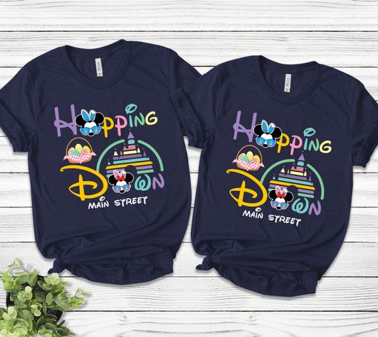 Hoppin' Down Main Street Disney Shirt, Disney Easter Tee, Disney Bunny Tee