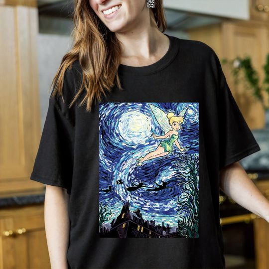 Disney Peter Pan Tinker Bell Starry Night Portrait T-Shirt, Magic Kingdom, Disneyland Family Trip Vacation Gift Unisex T-shirt Kid Shirt