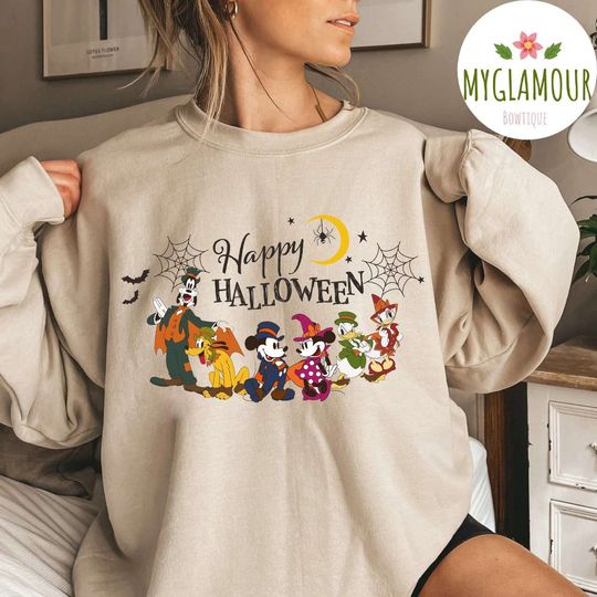 Vintage Disney Mickey and Friends Pumpkin Halloween Sweatshirt, Vintage Halloween 2022, Disney Halloween, Disney Halloween Family matching
