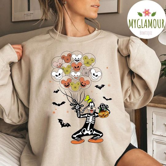Vintage Disney Goofy Skeleton Halloween Sweatshirt