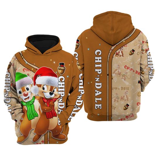 Chip And Dale Christmas Disney 3D Hoodie, Disney Cartoon Shirt