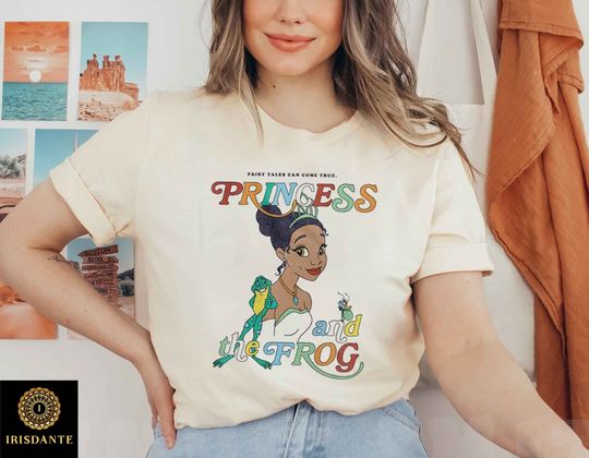 Disney Princess And The Frog Tiana And Frog Naveen Portrait Unisex T-shirt Kid Tee Adult Shirt Toddler Tee Infant Shirt