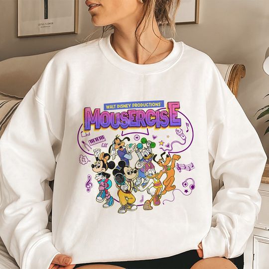 Vintage Disney Mousercise 90's Promotional Shirt, Mickey and Friends Sweatshirt