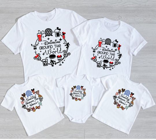 Snacking around the world, Drinking around the world, World traveler shirt, Disney family shirt