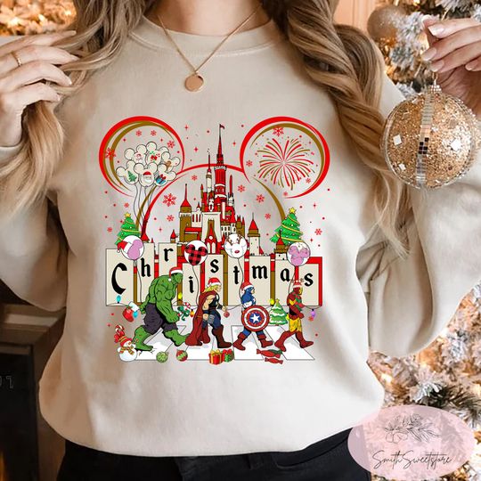 Disney Avengers Christmas Sweatshirt, Disney Avengers Abbey Road Christmas