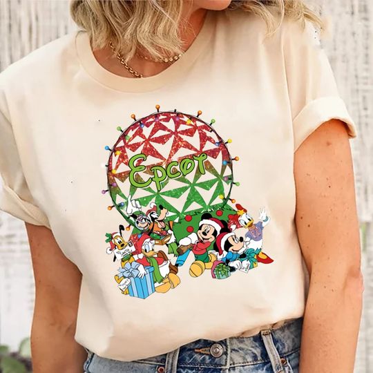 Disney Epcot Christmas Shirt, Mickey And Friends Epcot Shirt