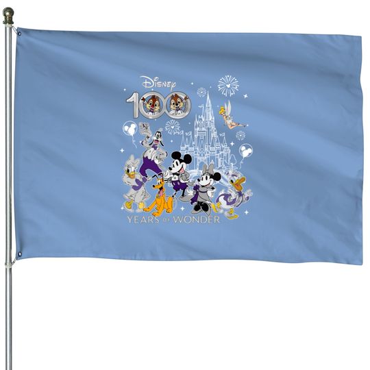 100th Disney Anniversary House Flags, Disney 100 Years of Wonder House Flags Disney 100th House Flags